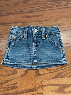 True Religion Girls' Distressed Blue Denim Mini Skirt